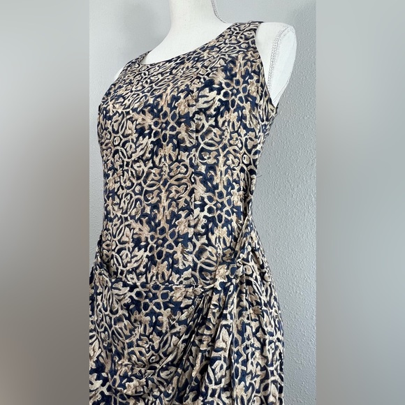 Vintage CDC Womens Ditsy Faux Wrap Tie Front Midi Dress Sleeveless Size 4 - Picture 5 of 13